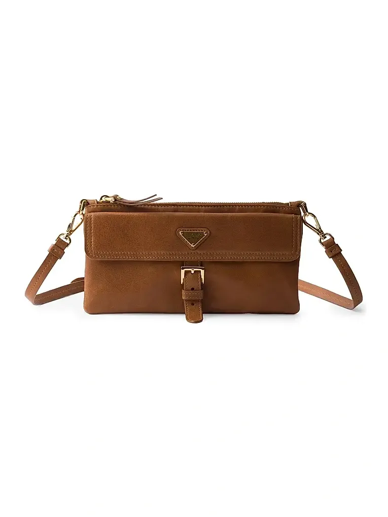 Women's Nappa Leather Wallet with Shoulder Strap - Brown Women's Nappa Leather Wallet with Shoulder Strap - Brown