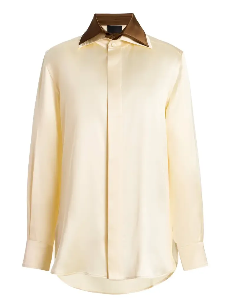 Bevza Exclusive Double-Collar Satin Shirt
