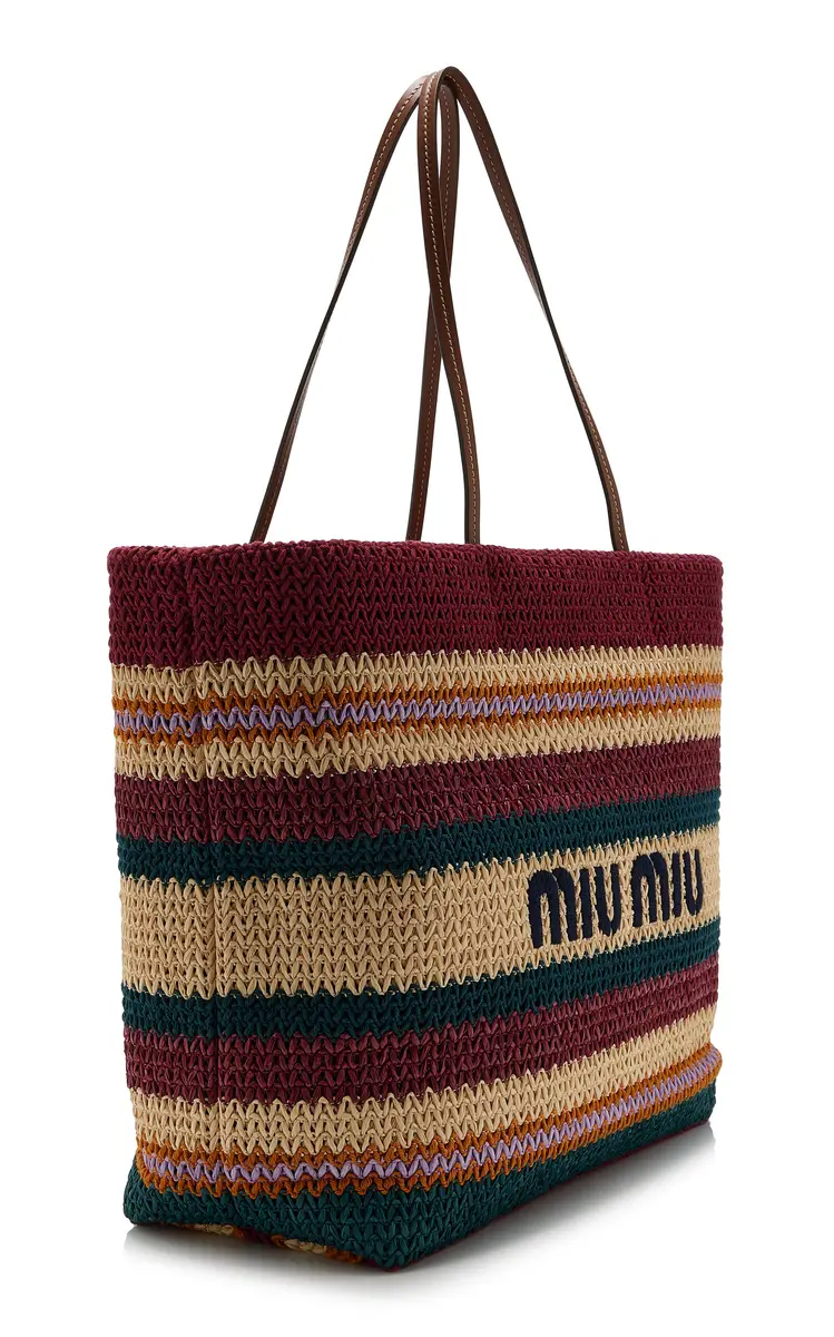 Miu Miu Raffia-Effect Woven Tote Bag | Thumbnail 3 Miu Miu Raffia-Effect Woven Tote Bag | Thumbnail 3