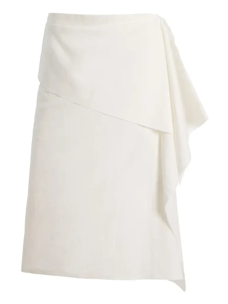 Sutura Draped Linen-Cotton Midi Skirt