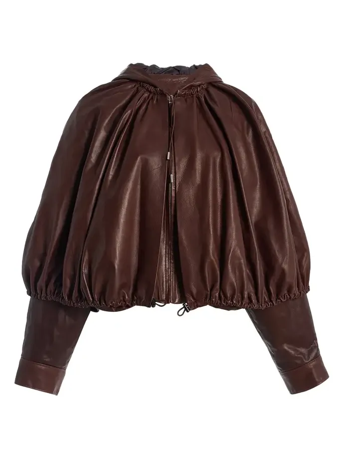 Thompson Hooded Leather Cape Jacket Thompson Hooded Leather Cape Jacket