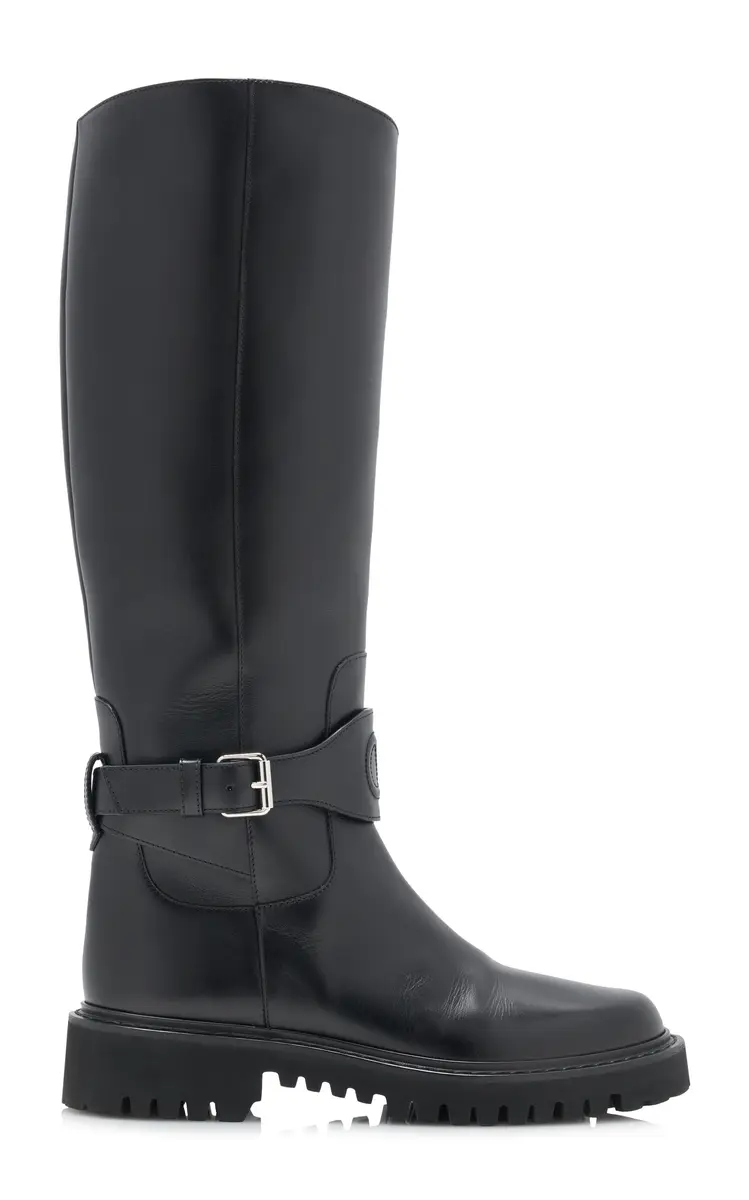 Valentino Garavani V-Logo Leather Knee Boots