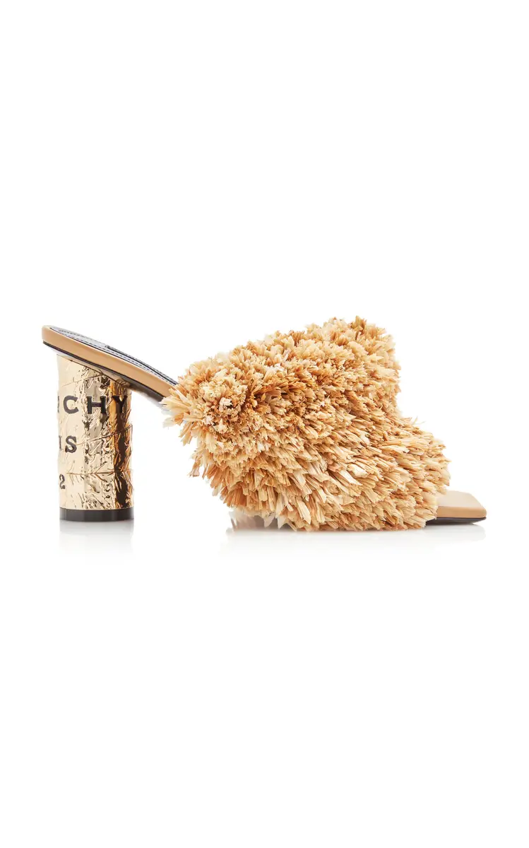 Givenchy Heel Fringed Raffia 65MM Mules | Thumbnail 4