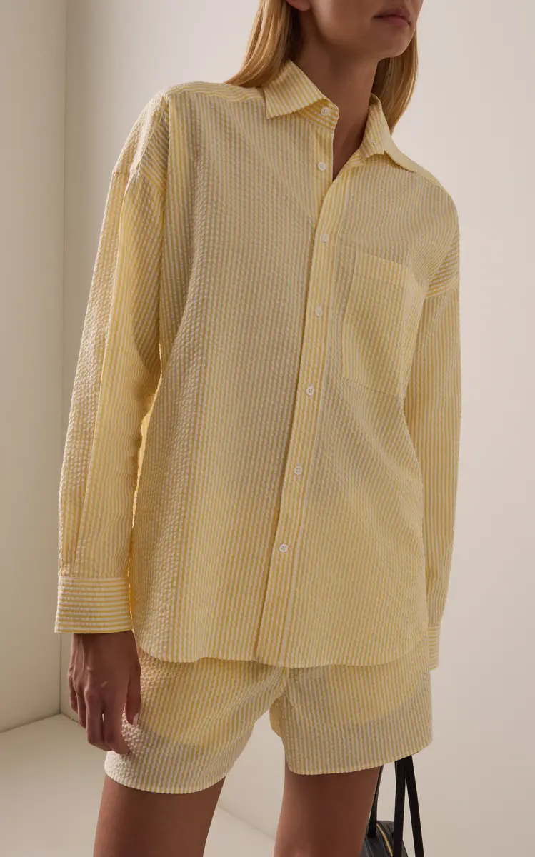 With Nothing Underneath Exclusive The Weekend Striped Cotton Seersucker Shirt | Thumbnail 4 With Nothing Underneath Exclusive The Weekend Striped Cotton Seersucker Shirt | Thumbnail 4