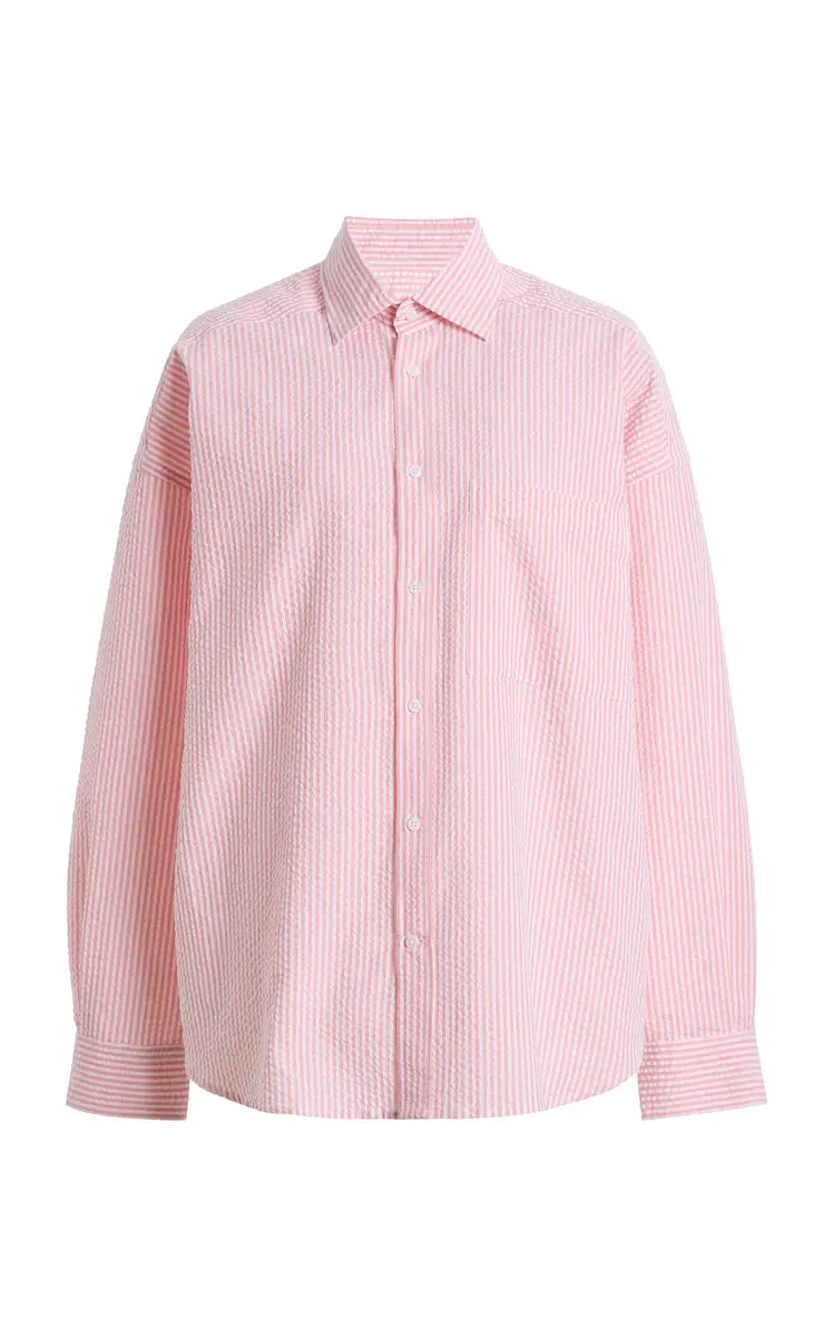 With Nothing Underneath Exclusive The Weekend Striped Cotton Seersucker Shirt | Thumbnail 9 With Nothing Underneath Exclusive The Weekend Striped Cotton Seersucker Shirt | Thumbnail 9