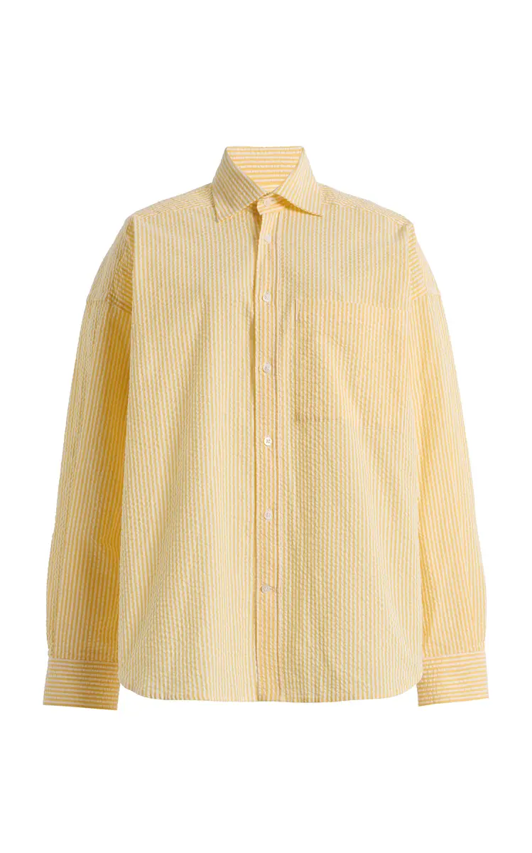 With Nothing Underneath Exclusive The Weekend Striped Cotton Seersucker Shirt | Image 1 With Nothing Underneath Exclusive The Weekend Striped Cotton Seersucker Shirt | Image 1