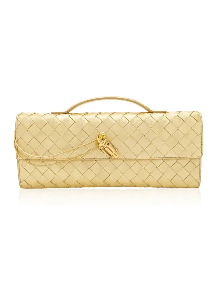 Andiamo Intrecciato Foiled-Satin Clutch