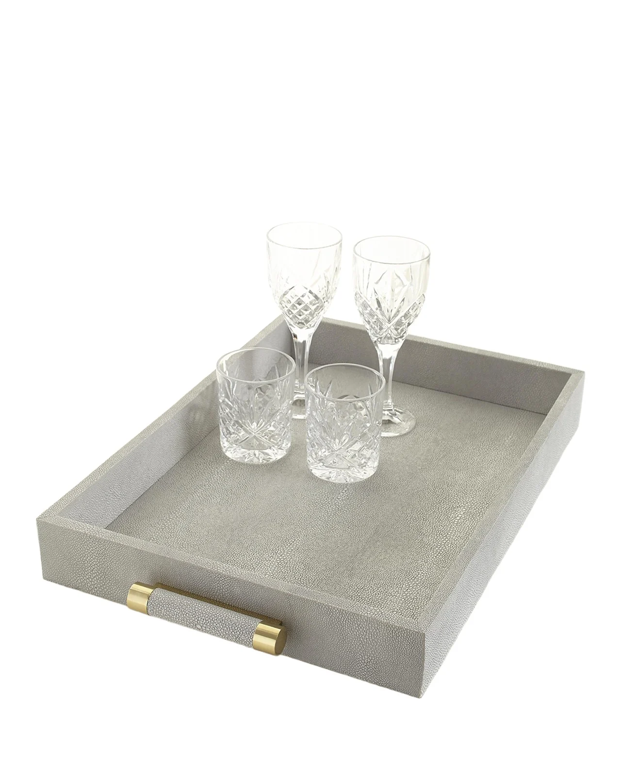 AERIN Classic Dove Faux-Shagreen Serving Tray