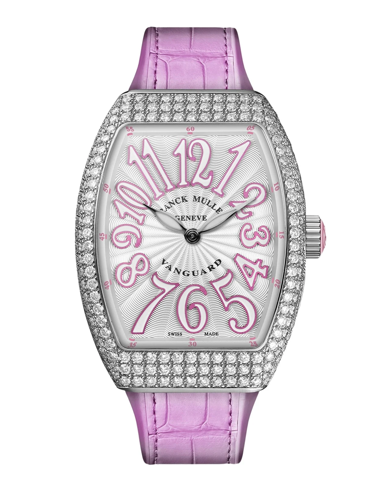 Lady Vanguard Watch with Diamonds & Pink Alligator Strap