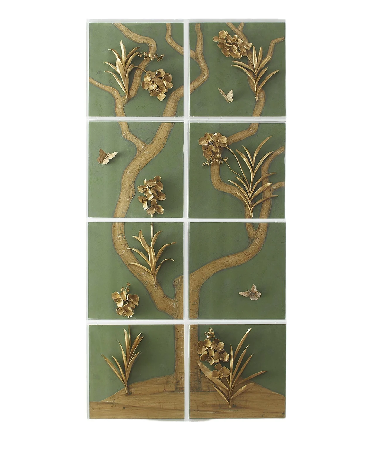 Tommy Mitchell Orchid Tree Panel On Green