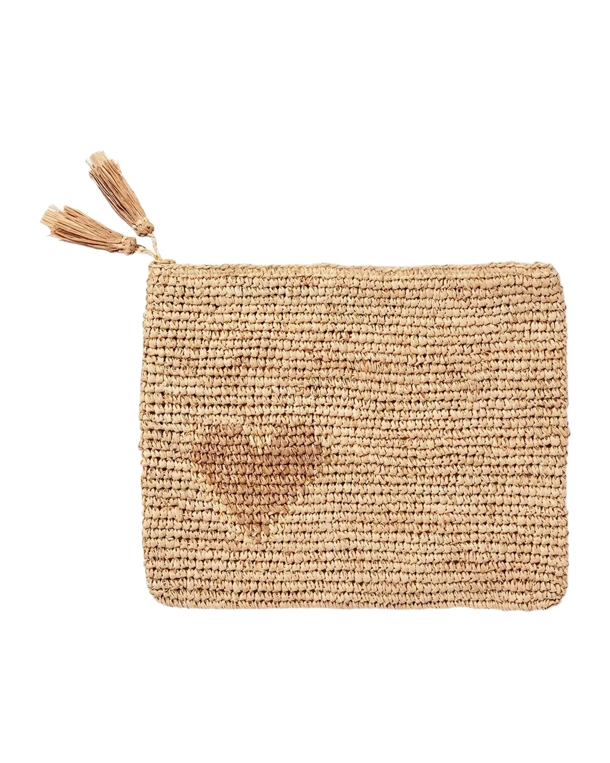 AERIN Heart Raffia Zip Pouch