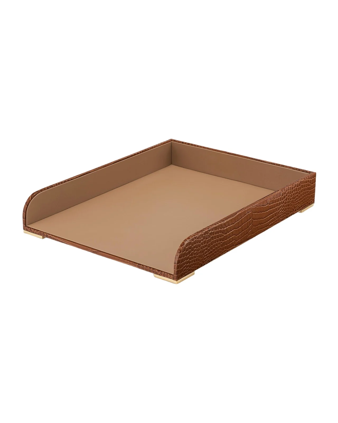 AERIN Classic Croc-Embossed Leather Paper Tray