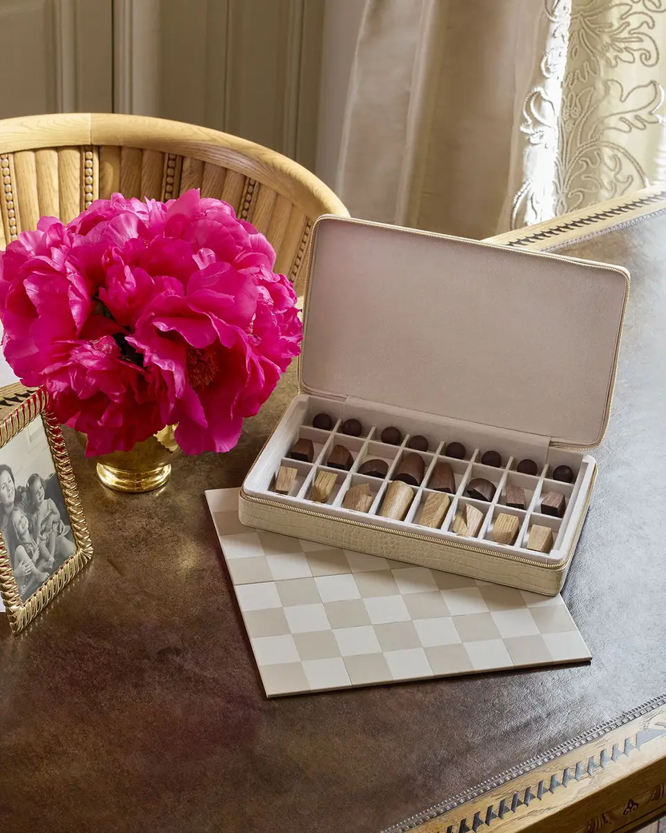 AERIN Enzo Leather Travel Chess Set | Thumbnail 3 AERIN Enzo Leather Travel Chess Set | Thumbnail 3