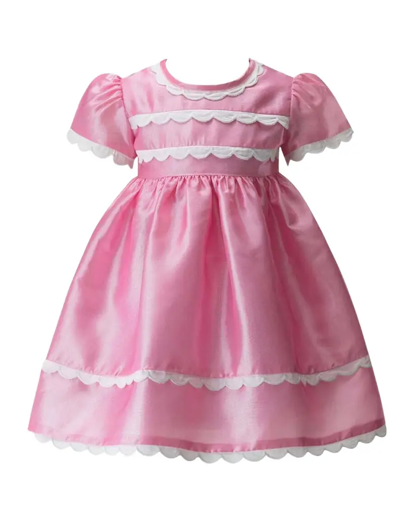 Rachel Riley Girl 's Eloise Taffeta Scalloped Dress & Bloomers Set, Size 6M-24M | Image 1 Rachel Riley Girl 's Eloise Taffeta Scalloped Dress & Bloomers Set, Size 6M-24M | Image 1
