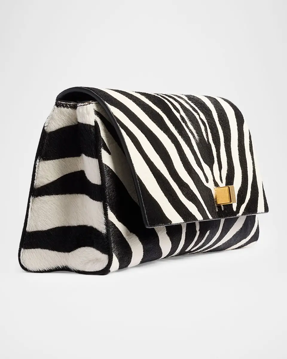 Khaite Audrey Zebra-Print Calf Hair Clutch Bag | Thumbnail 3