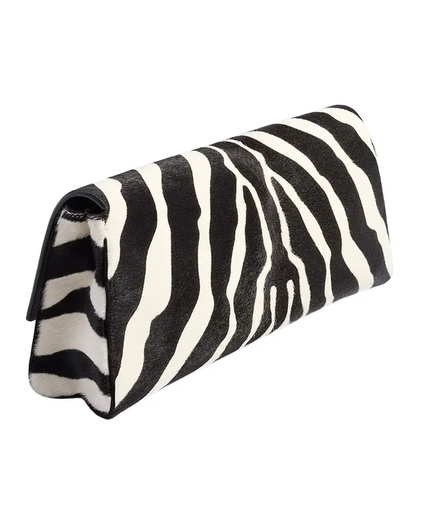 Audrey Zebra-Print Calf Hair Clutch Bag Audrey Zebra-Print Calf Hair Clutch Bag