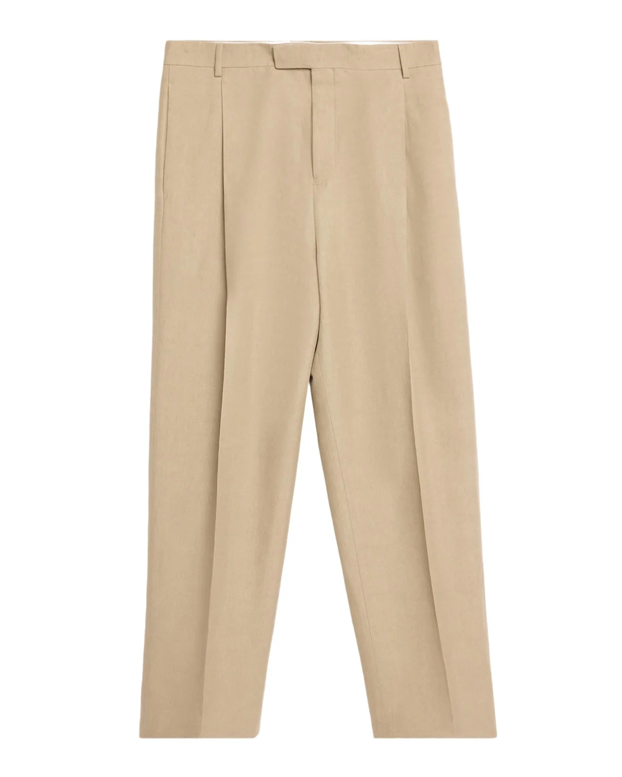 Ferragamo Men's Linen Blend Straight-Leg Pleated Trousers