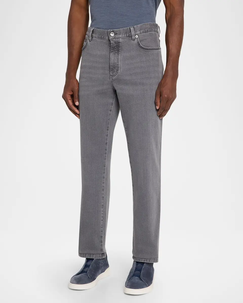 ZEGNA Men's Grey Denim Slim-Straight Leg Jeans | Thumbnail 3 ZEGNA Men's Grey Denim Slim-Straight Leg Jeans | Thumbnail 3