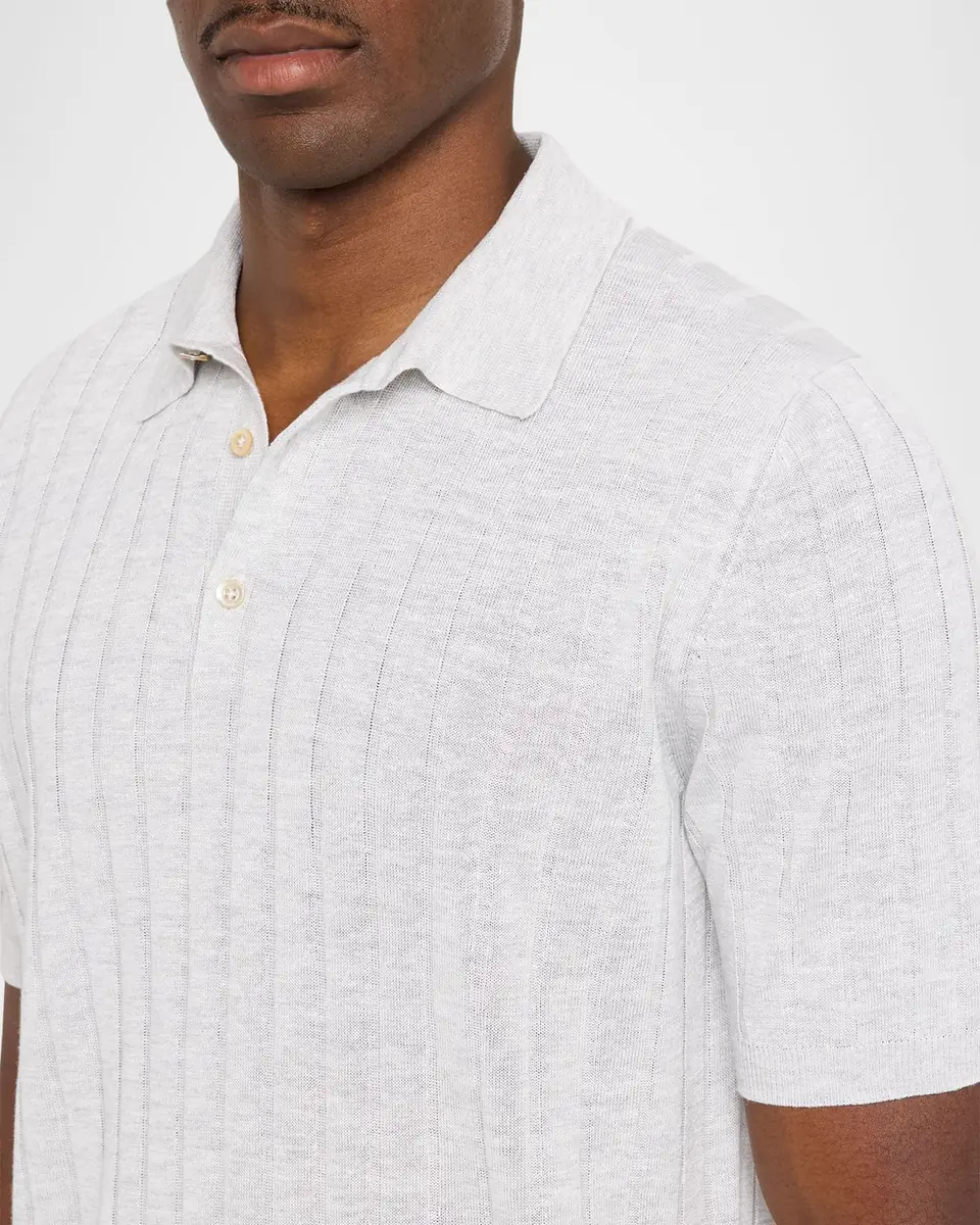 Boglioli Men's Linen and Cotton Flat Rib Short-Sleeve Polo Sweater | Thumbnail 4 Boglioli Men's Linen and Cotton Flat Rib Short-Sleeve Polo Sweater | Thumbnail 4