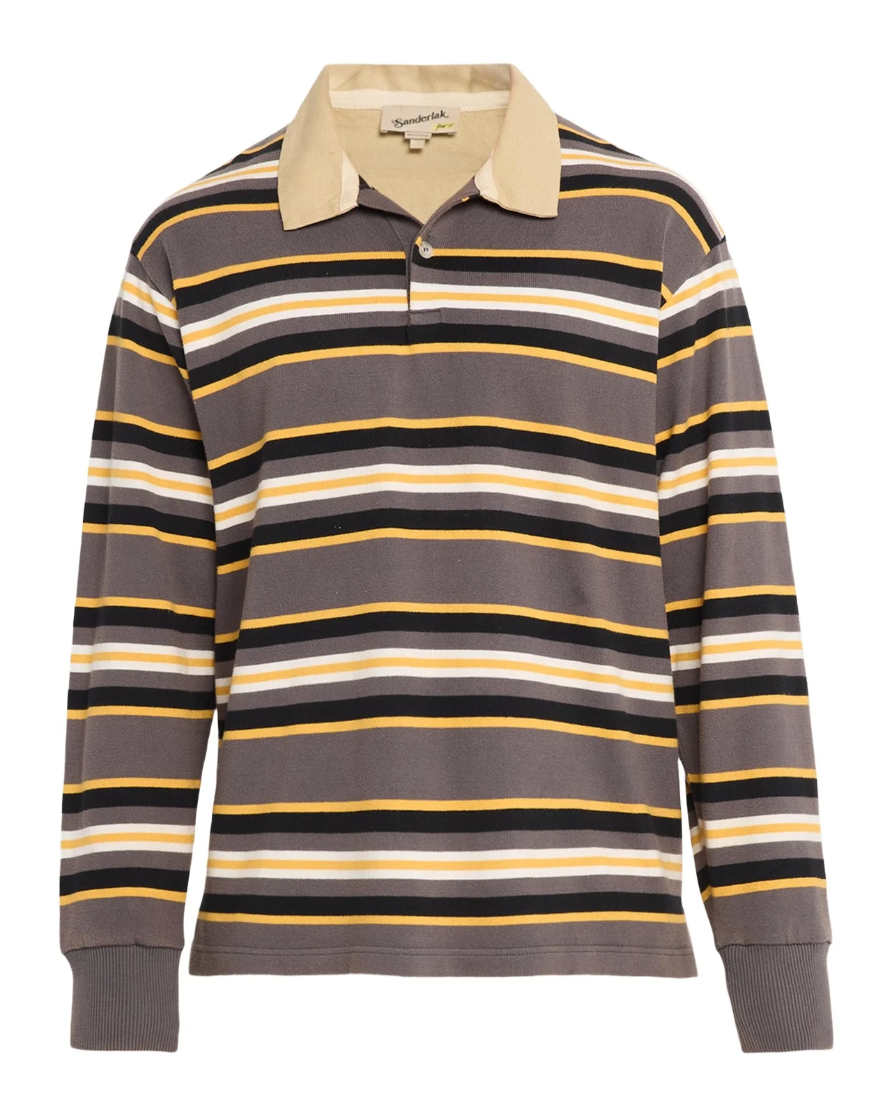 Sanderlak Men's Rugby Striped Polo Shirt