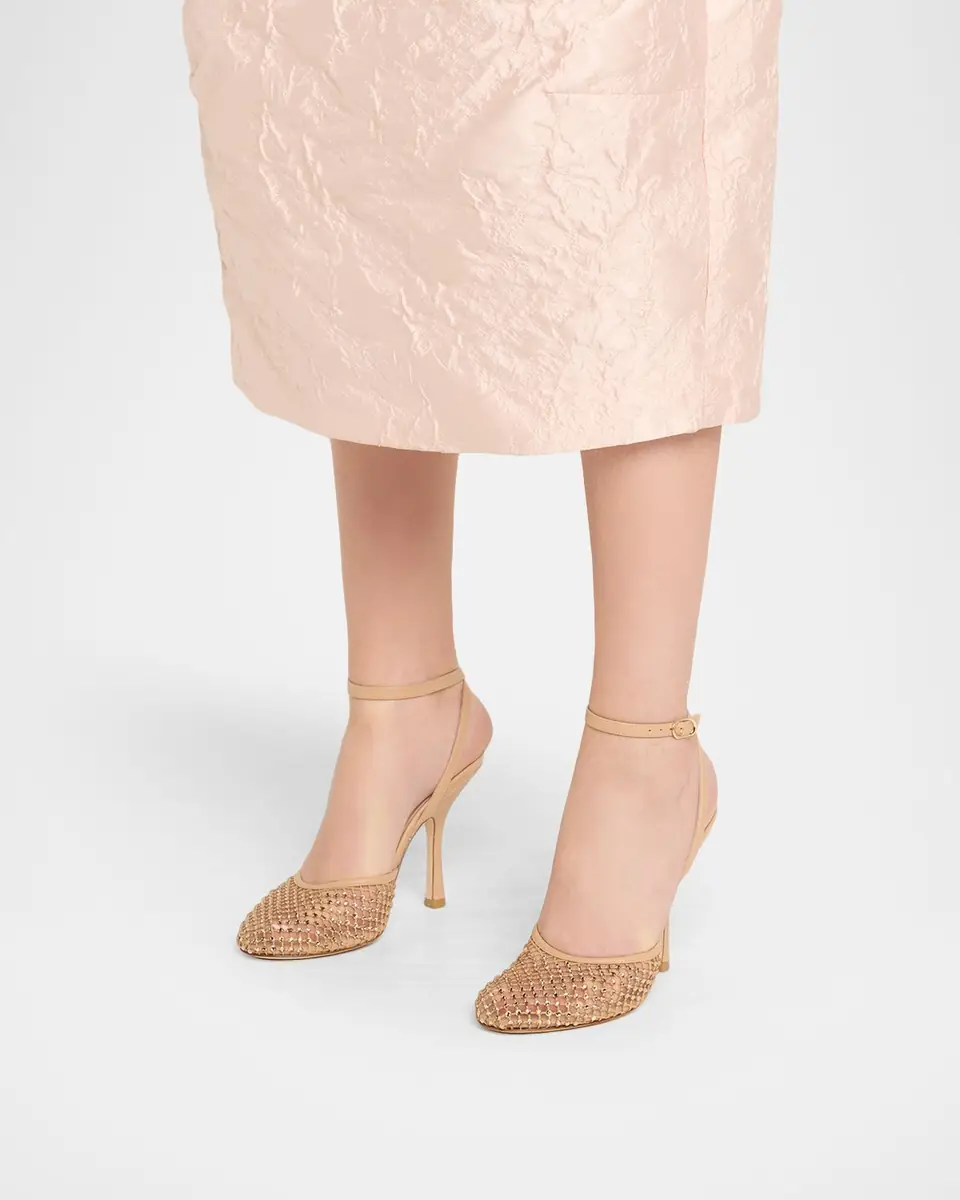 Stuart Weitzman 85mm Bareitall Shine Mesh and Leather Pumps | Thumbnail 2 Stuart Weitzman 85mm Bareitall Shine Mesh and Leather Pumps | Thumbnail 2