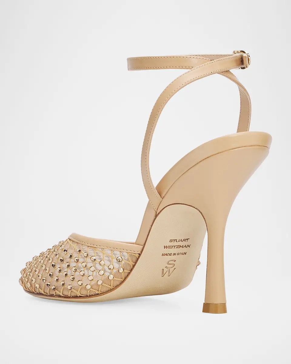 Stuart Weitzman 85mm Bareitall Shine Mesh and Leather Pumps | Thumbnail 4 Stuart Weitzman 85mm Bareitall Shine Mesh and Leather Pumps | Thumbnail 4
