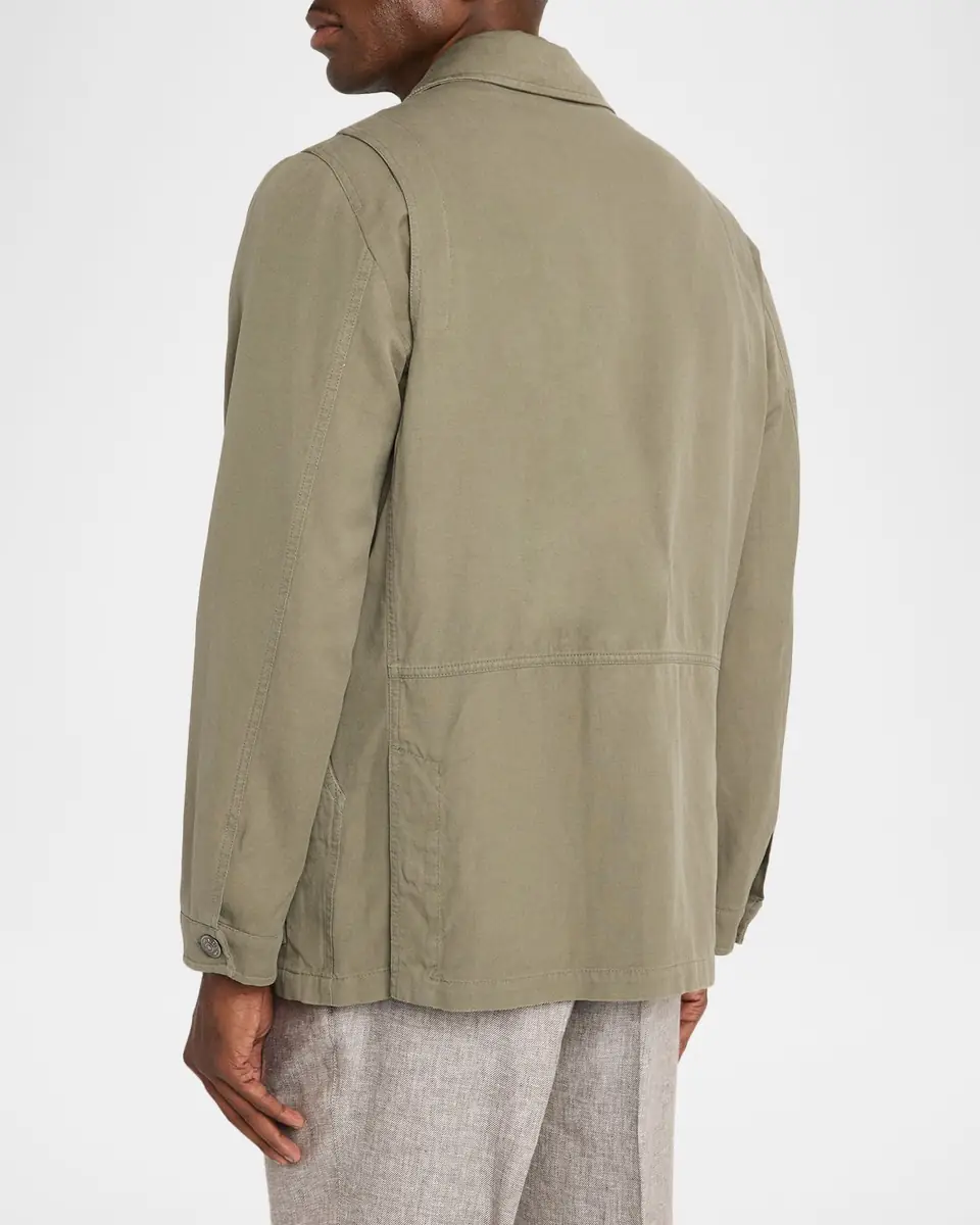 Brunello Cucinelli Men's Military Chore Canvas Jacket | Thumbnail 3 Brunello Cucinelli Men's Military Chore Canvas Jacket | Thumbnail 3