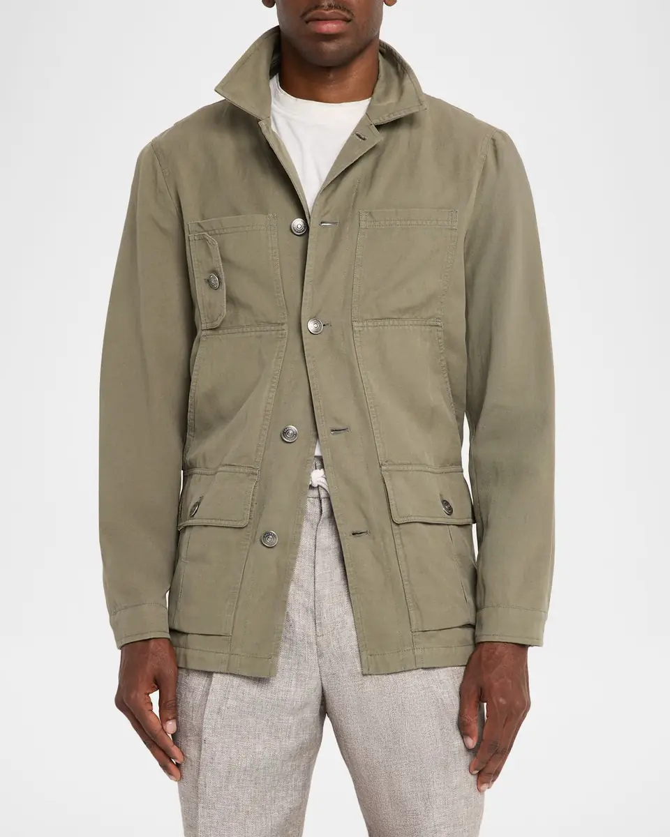 Brunello Cucinelli Men's Military Chore Canvas Jacket | Thumbnail 4 Brunello Cucinelli Men's Military Chore Canvas Jacket | Thumbnail 4