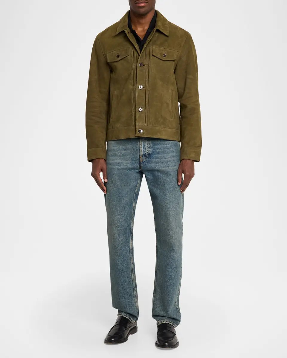 OFFICINE GÉNÉRALE Men's Liam Suede Trucker Jacket | Thumbnail 2 OFFICINE GÉNÉRALE Men's Liam Suede Trucker Jacket | Thumbnail 2