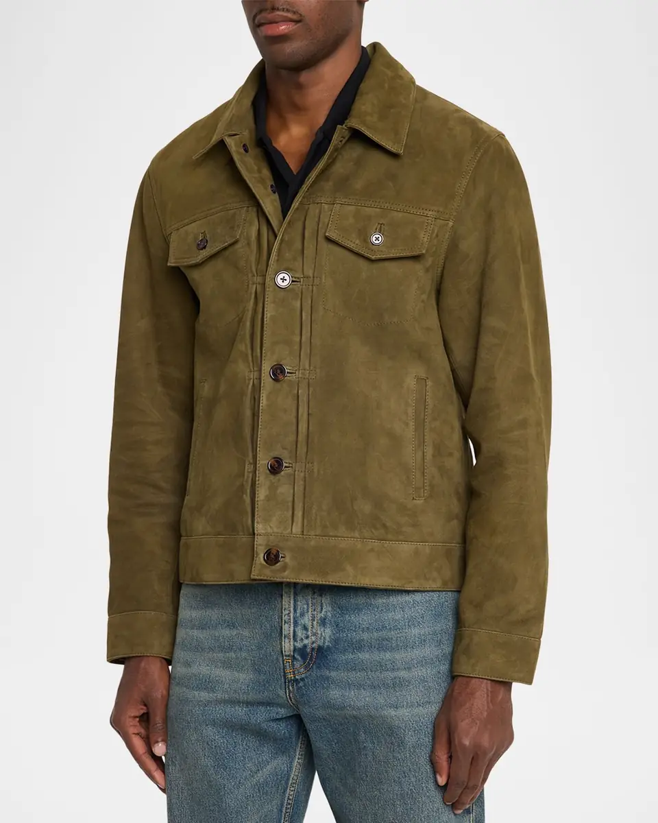OFFICINE GÉNÉRALE Men's Liam Suede Trucker Jacket | Thumbnail 4 OFFICINE GÉNÉRALE Men's Liam Suede Trucker Jacket | Thumbnail 4