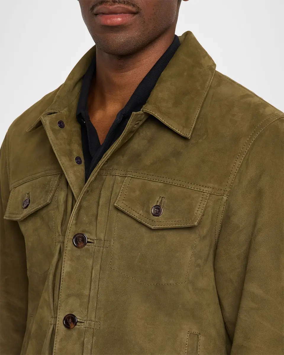 OFFICINE GÉNÉRALE Men's Liam Suede Trucker Jacket | Thumbnail 5 OFFICINE GÉNÉRALE Men's Liam Suede Trucker Jacket | Thumbnail 5