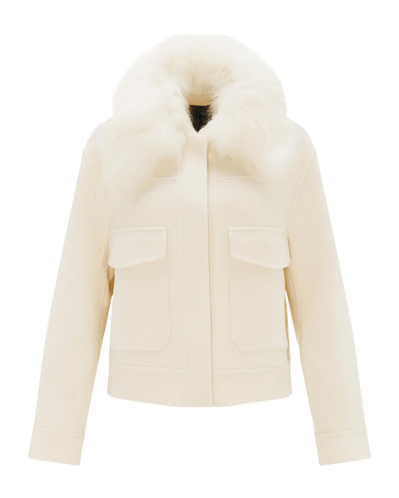 Gorski Cashmere And Wool Jacket With Detachable Goat Shearling Collar