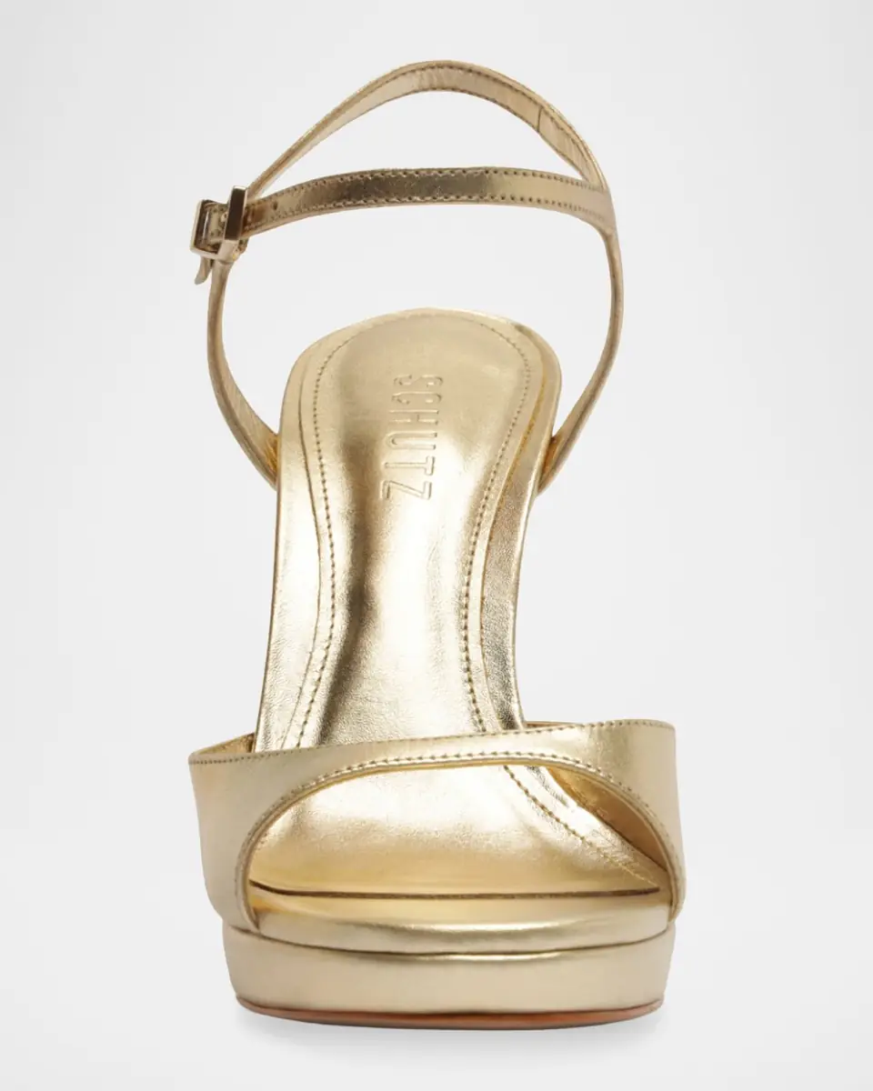 Schutz Scarlett Metallic Leather Platform Sandals | Thumbnail 2