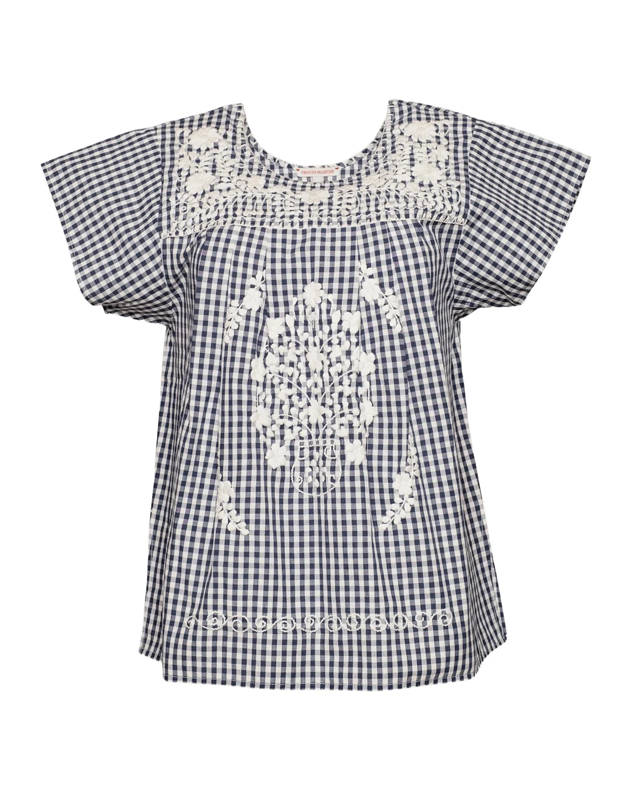 Frances Valentine Camila Embroidered Gingham Cotton Top