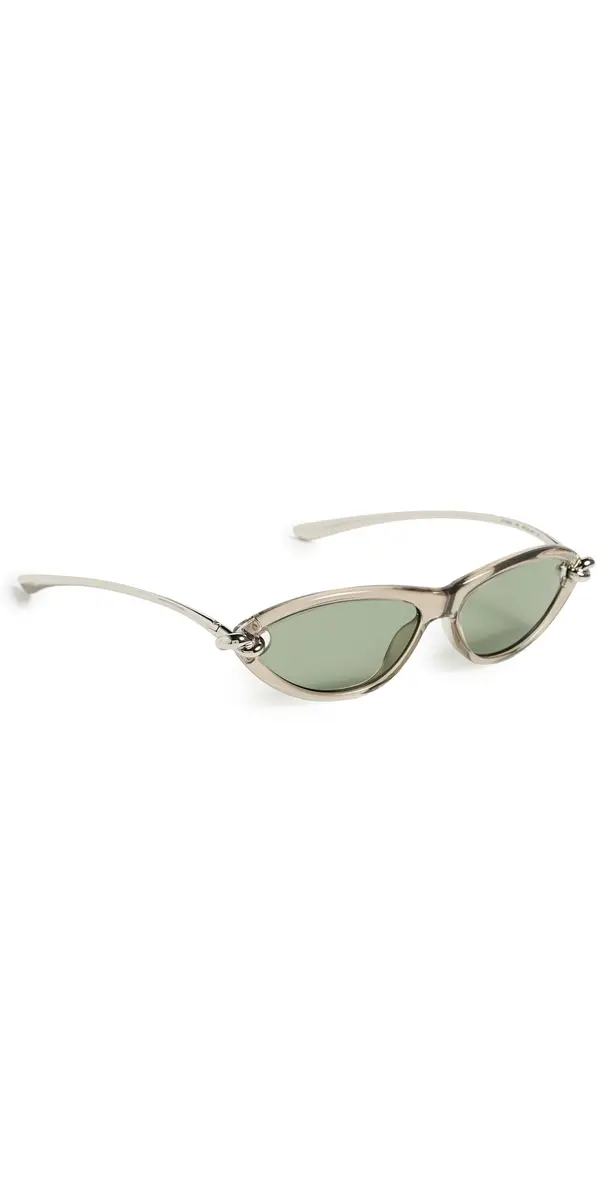 Bottega Veneta New Knot Sunglasses Beige/Silver/Green | Image 1 Bottega Veneta New Knot Sunglasses Beige/Silver/Green | Image 1