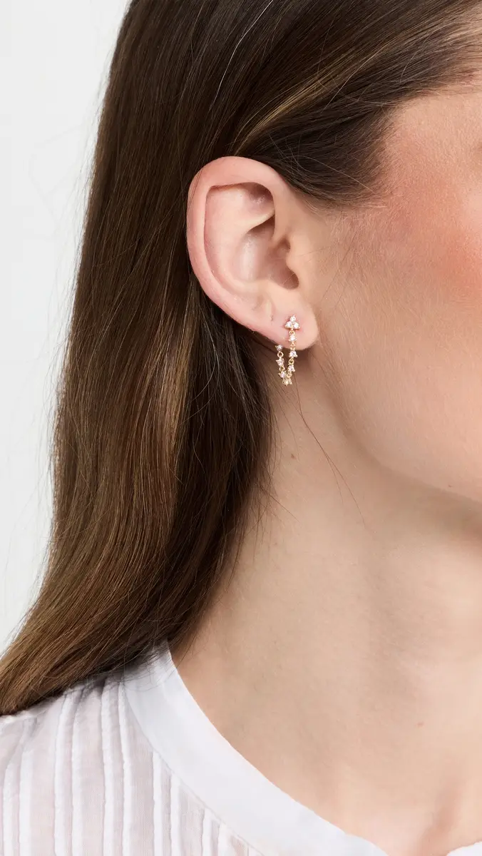 By Adina Eden Trio Cluster Cz Front Back Drop Stud Earrings | Thumbnail 3