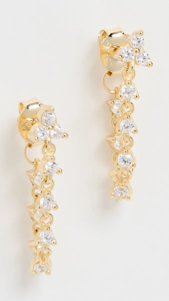 By Adina Eden Trio Cluster Cz Front Back Drop Stud Earrings | Thumbnail 4