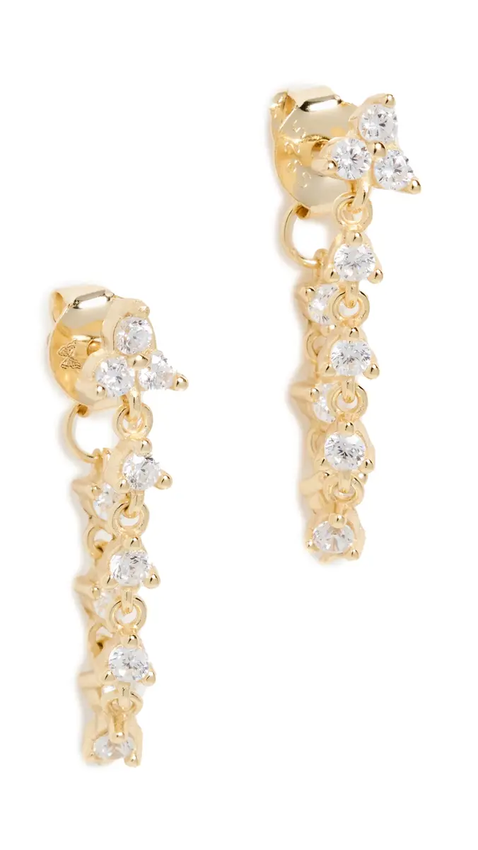 By Adina Eden Trio Cluster Cz Front Back Drop Stud Earrings | Thumbnail 5