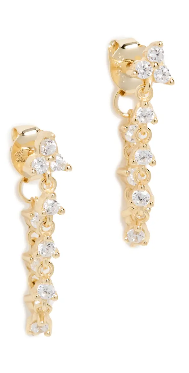 By Adina Eden Trio Cluster Cz Front Back Drop Stud Earrings