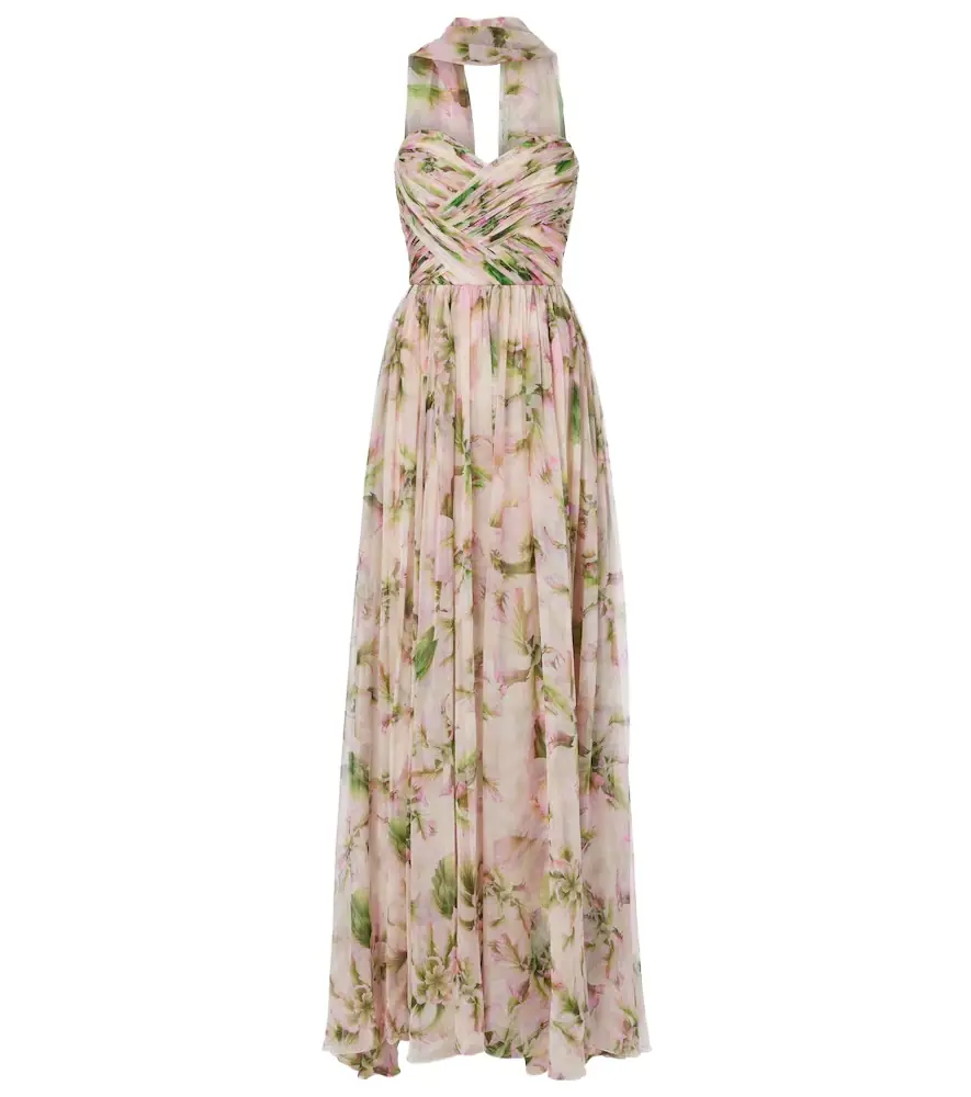 Monique Lhuillier Floral silk chiffon gown | Image 1 Monique Lhuillier Floral silk chiffon gown | Image 1