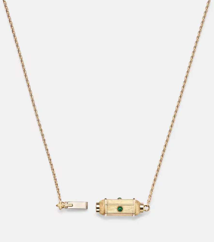 Marie Lichtenberg Coco Micro 18kt gold locket necklace with emeralds | Thumbnail 2