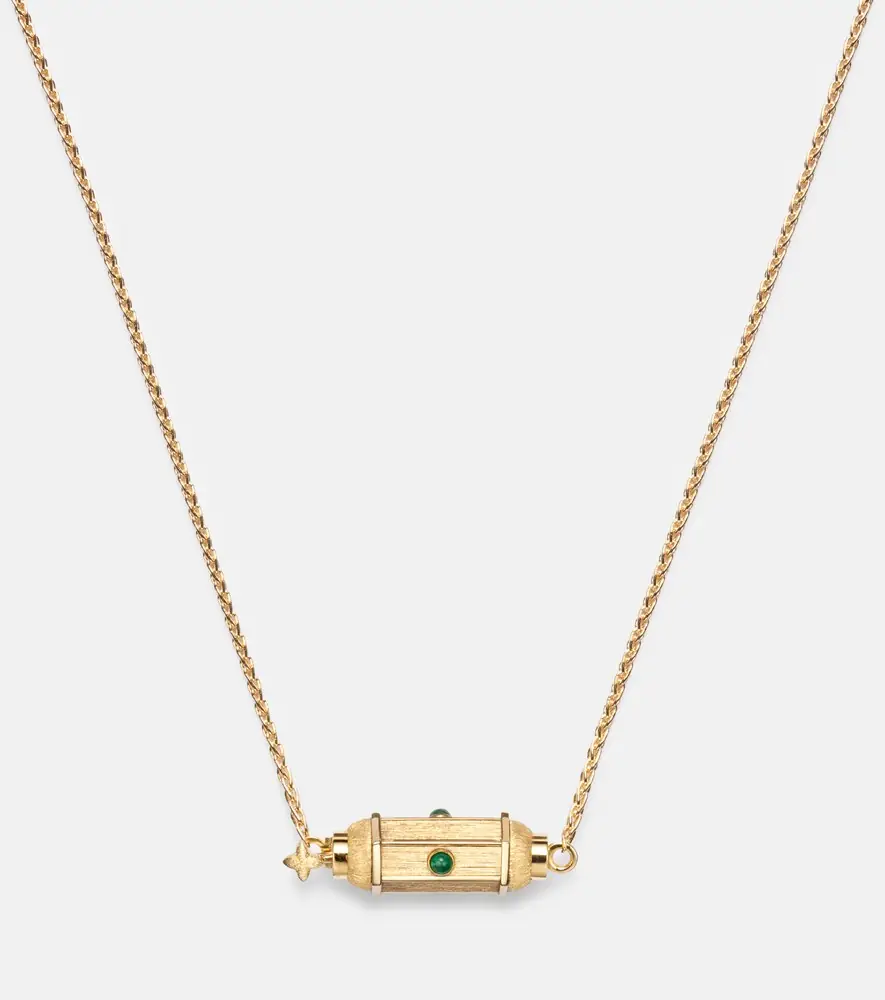 Marie Lichtenberg Coco Micro 18kt gold locket necklace with emeralds | Thumbnail 3