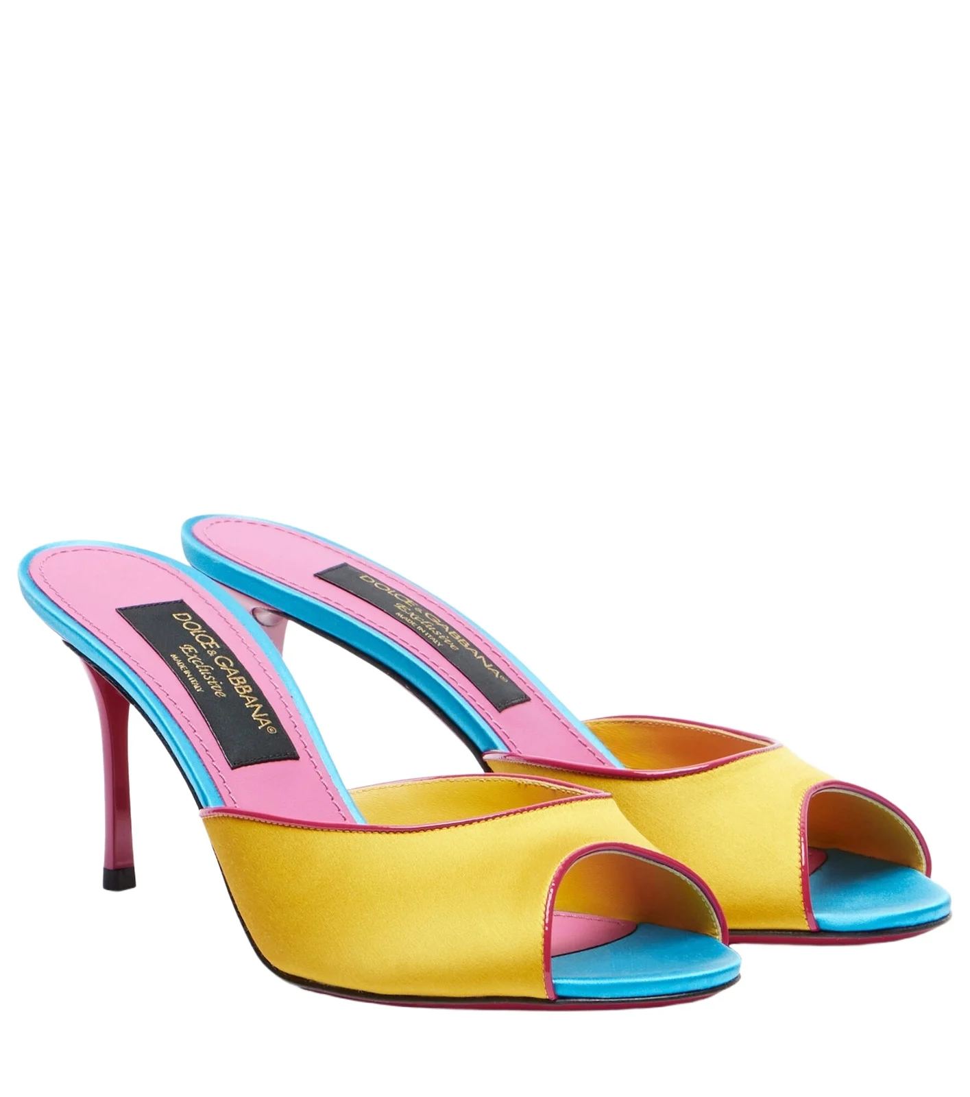 Dolce & Gabbana Keira leather-trimmed satin mules