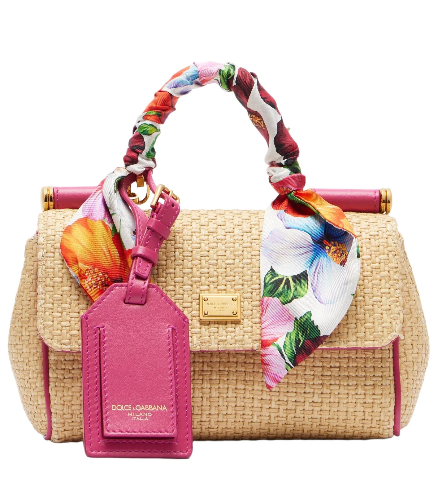 Dolce & Gabbana Sicily Small raffia-effect top-handle bag