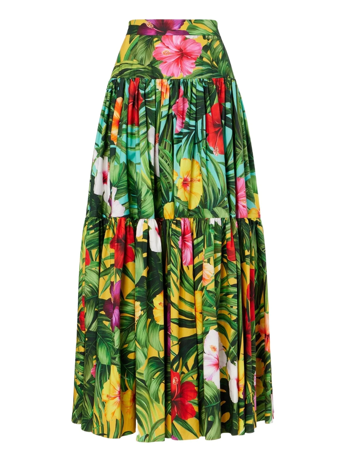 Dolce & Gabbana Floral tiered cotton maxi skirt