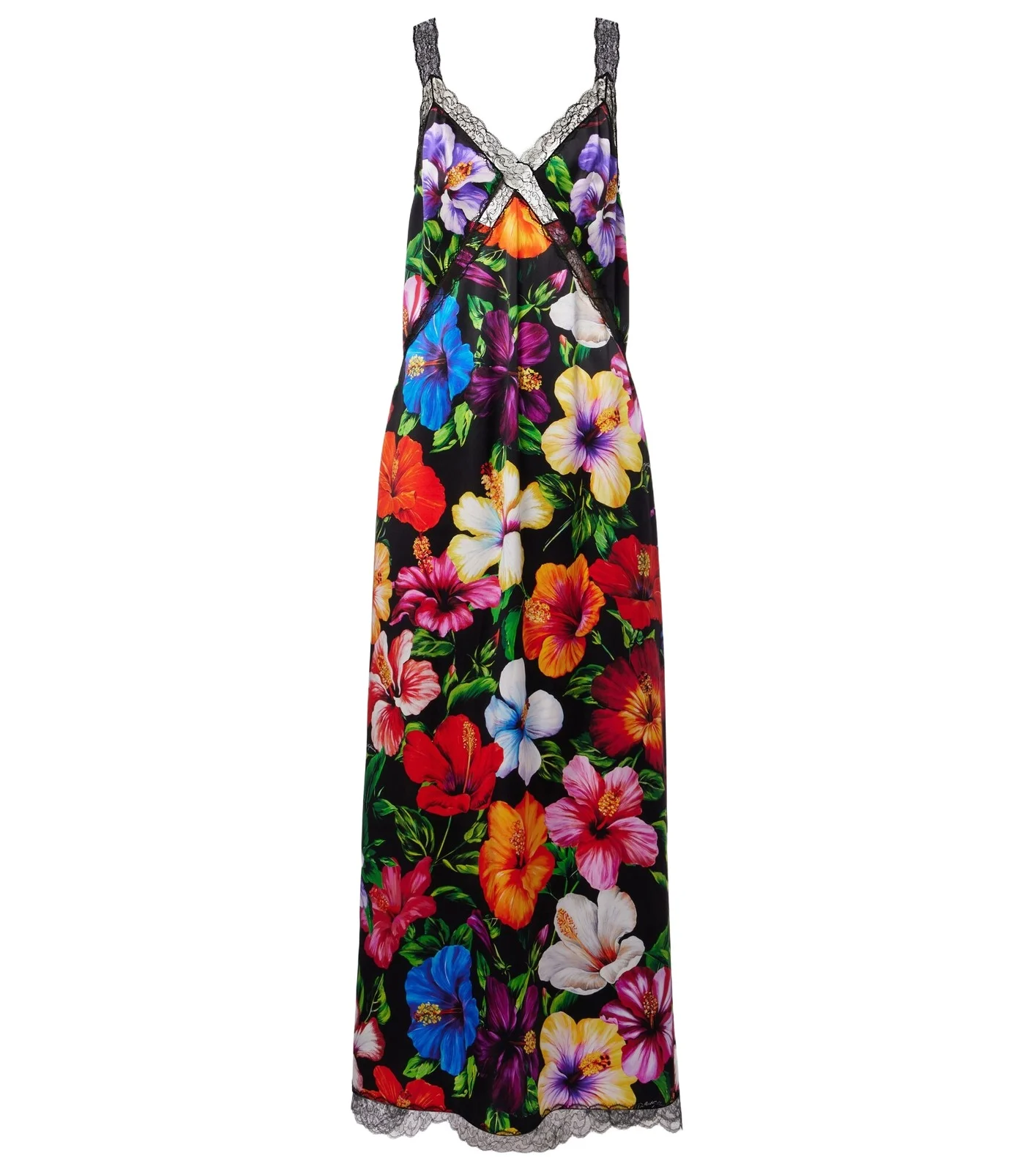 Lace-trimmed floral silk-blend maxi dress Lace-trimmed floral silk-blend maxi dress