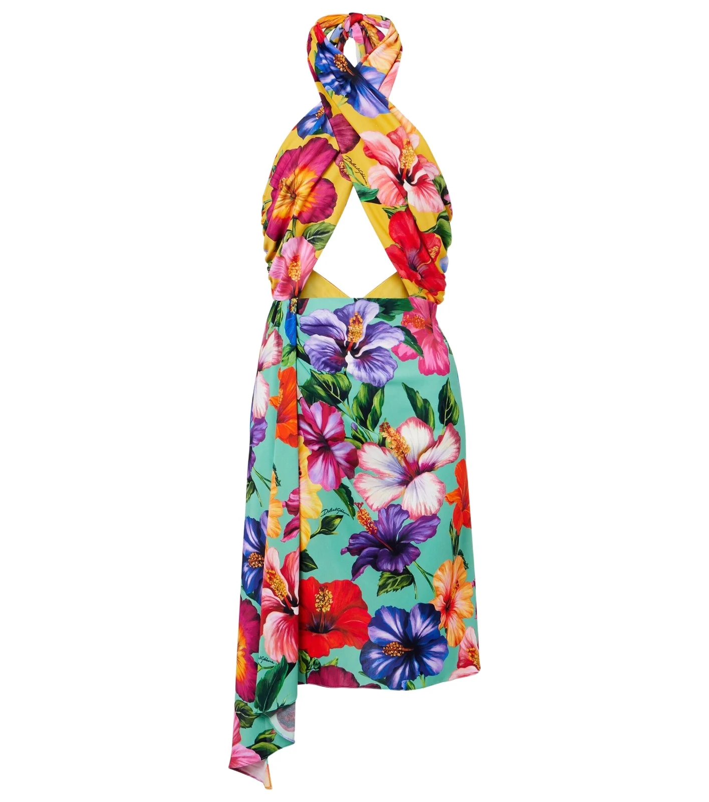 Dolce & Gabbana Cutout floral halterneck minidress