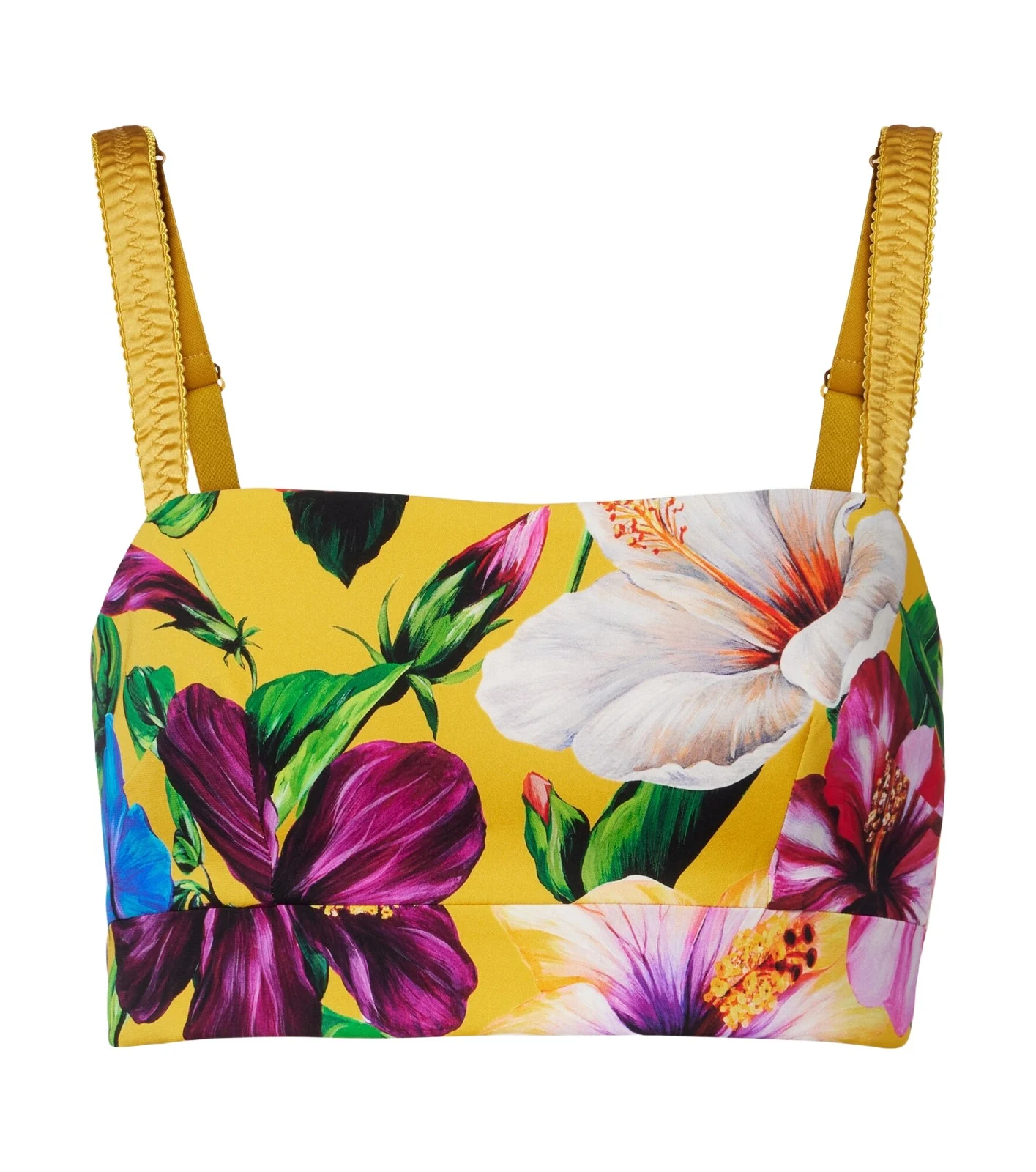 Floral silk-blend crop top