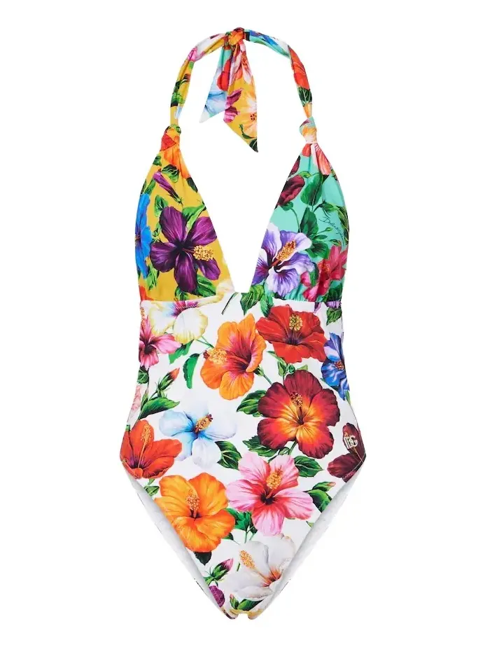 Dolce & Gabbana Floral halterneck swimsuit