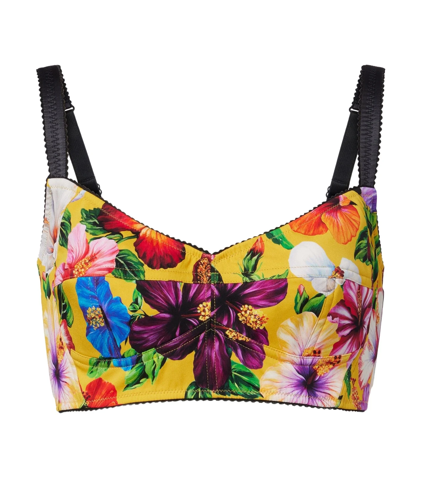 Floral silk-blend crop top